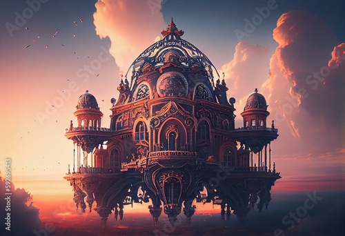 A palace in the skies, a heavenly kingdom Generative AI photo