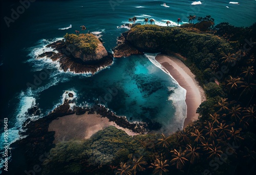 Playa Flamingo Costa Rica Aerial. Generative AI