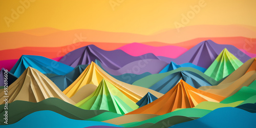 Paper art mountains