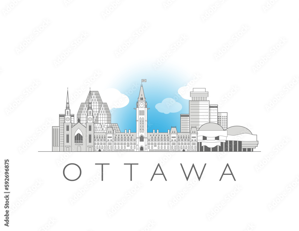 Ottawa cityscape line art style vector illustration