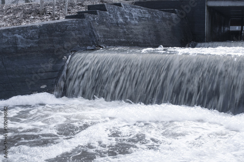 Принти на полотні Wastewater flowing  from a concrete pipe. Ecology concept.
