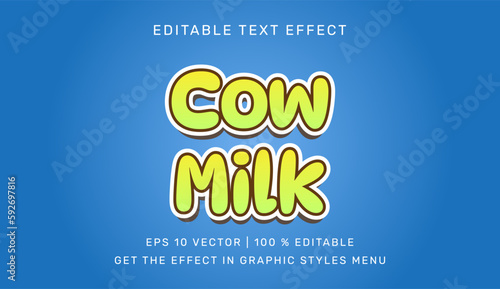 Cow milk 3d editable text effect template