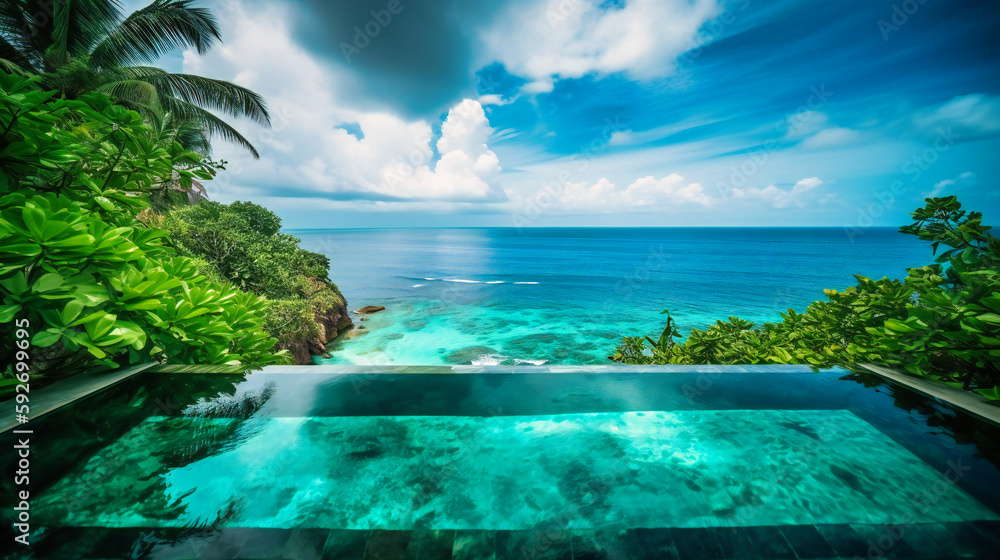 An enchanting image of a luxurious infinity pool, providing a tranquil and indulgent setting for an unforgettable summer retreat