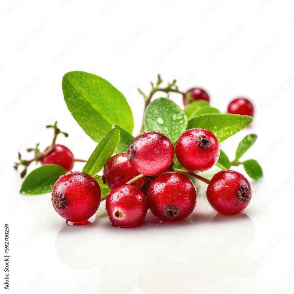 Obraz premium Lingonberry fruit isolated on white background. Generative AI