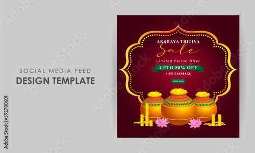 Vector illustration of Akshaya Tritiya Sale social media story post feed mockup template design