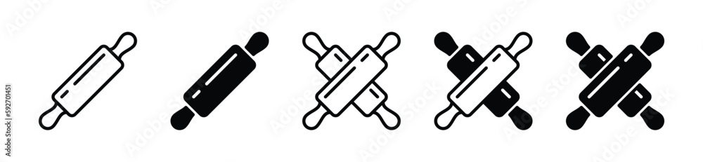 Rolling pin icon vector. Crossed rolling pin icons symbol in line and flat style. Kitchen or bakery tools sign and symbol. Vector illustration Rolling pin icon vector. Crossed rolling pin icons symbol in line and flat style. Kitchen or bakery tools sign and symbol. Vector illustration