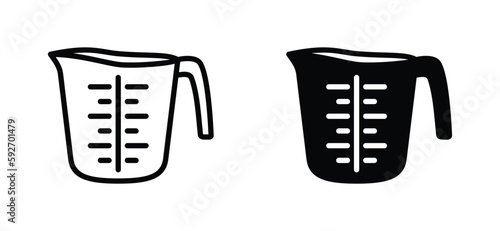 Measuring cup icon vector. measuring beaker icon symbol in line and flat style. Cooking equipment in the kitchen. Vector illustration