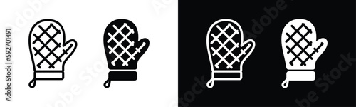 Oven mitts icon vector. Cooking gloves icons symbol in line and flat style. Oven gloves sign and symbol. Vector illustration