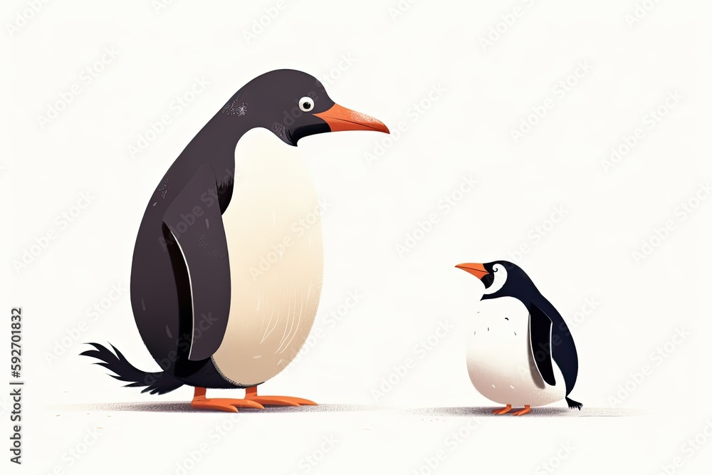 Obraz premium With two penguins in white. Generative AI