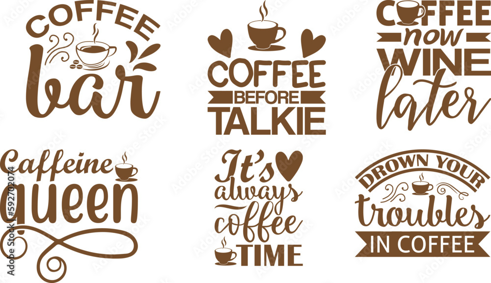 Fototapeta premium Coffee Quotes SVG Bundle
