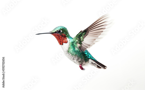 Humming bird hovering isolated on a white background. Generative AI © Gelpi