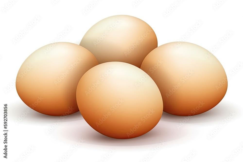 lone chicken eggs on a white background. Generative AI lone chicken eggs on a white background. Generative AI