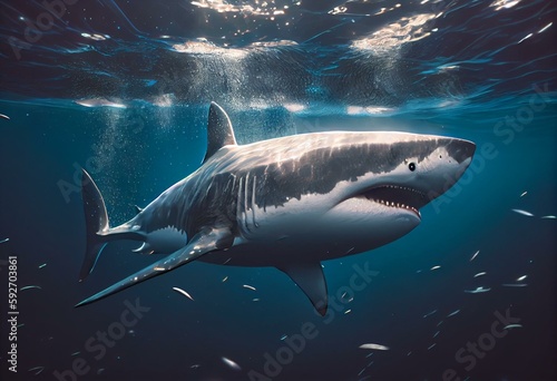 Great White Shark 3D Render - Generated by Generative AI