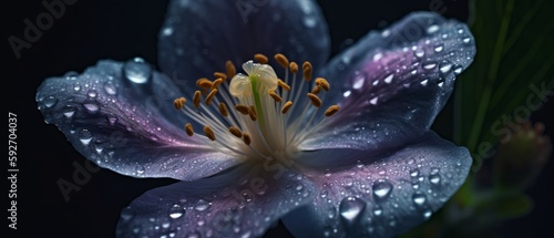Delicate flower with raindrops. Generative AI