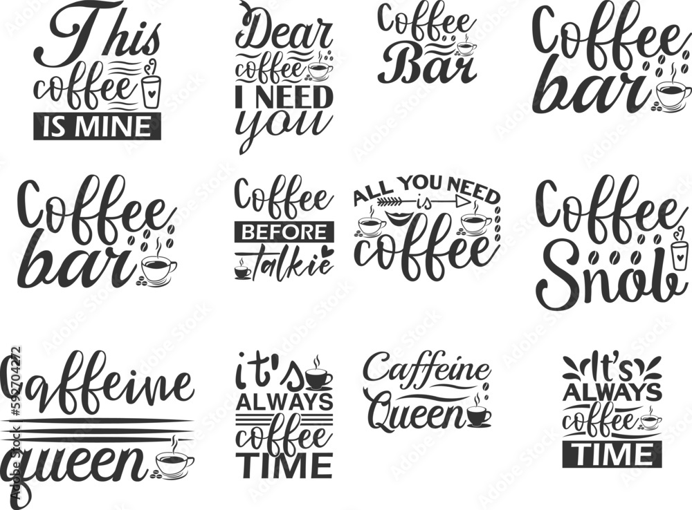 Fototapeta premium Coffee Quotes SVG Bundle 58