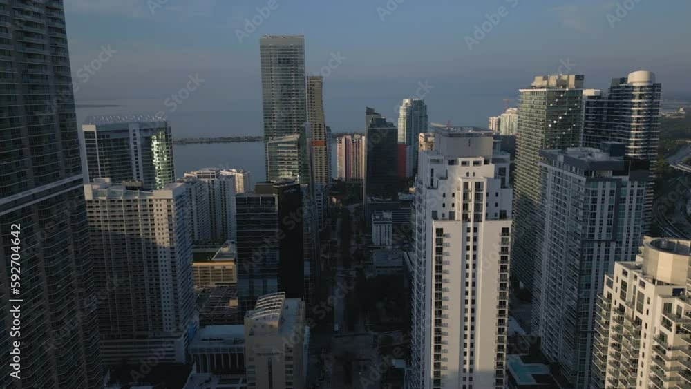 flying South over Brickell Ave. in downtown Miami flying South over Brickell Ave. in downtown Miami