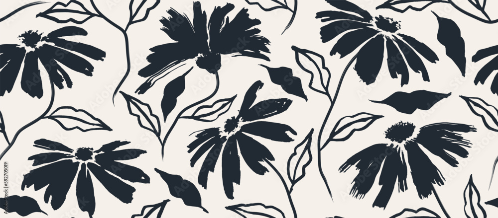 flowers hand drawn seamless pattern. ink brush texture.
flowers hand drawn seamless pattern. ink brush texture.