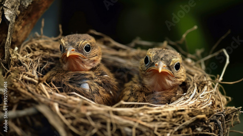 Bird eggs inside the nest in the forest