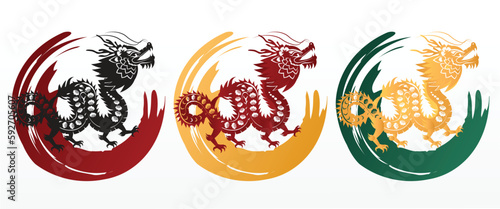 Fototapeta Naklejka Na Ścianę i Meble -  Chinese new year Dragon symbol. Year of the dragon character isolate vactor.
