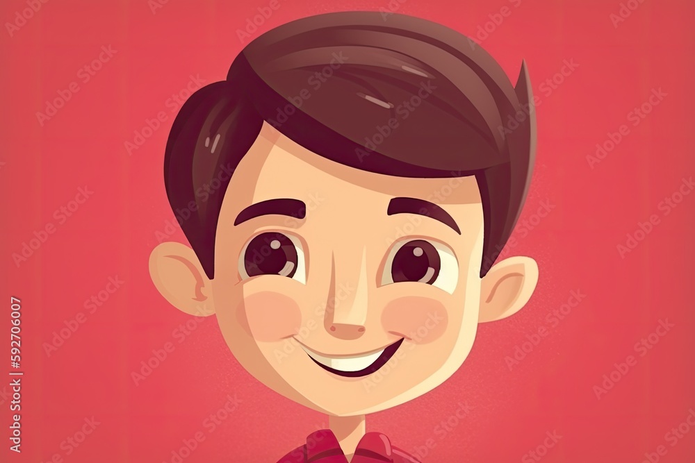 In a 2D image, a happy youngster with a red shirt is shown. Generative AI In a 2D image, a happy youngster with a red shirt is shown. Generative AI
