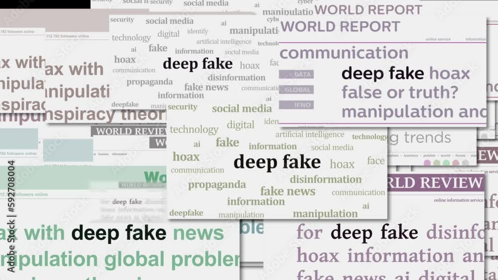 Fake Digitalization Deep fake hoax false and ai manipulation pop up windows on computer ...