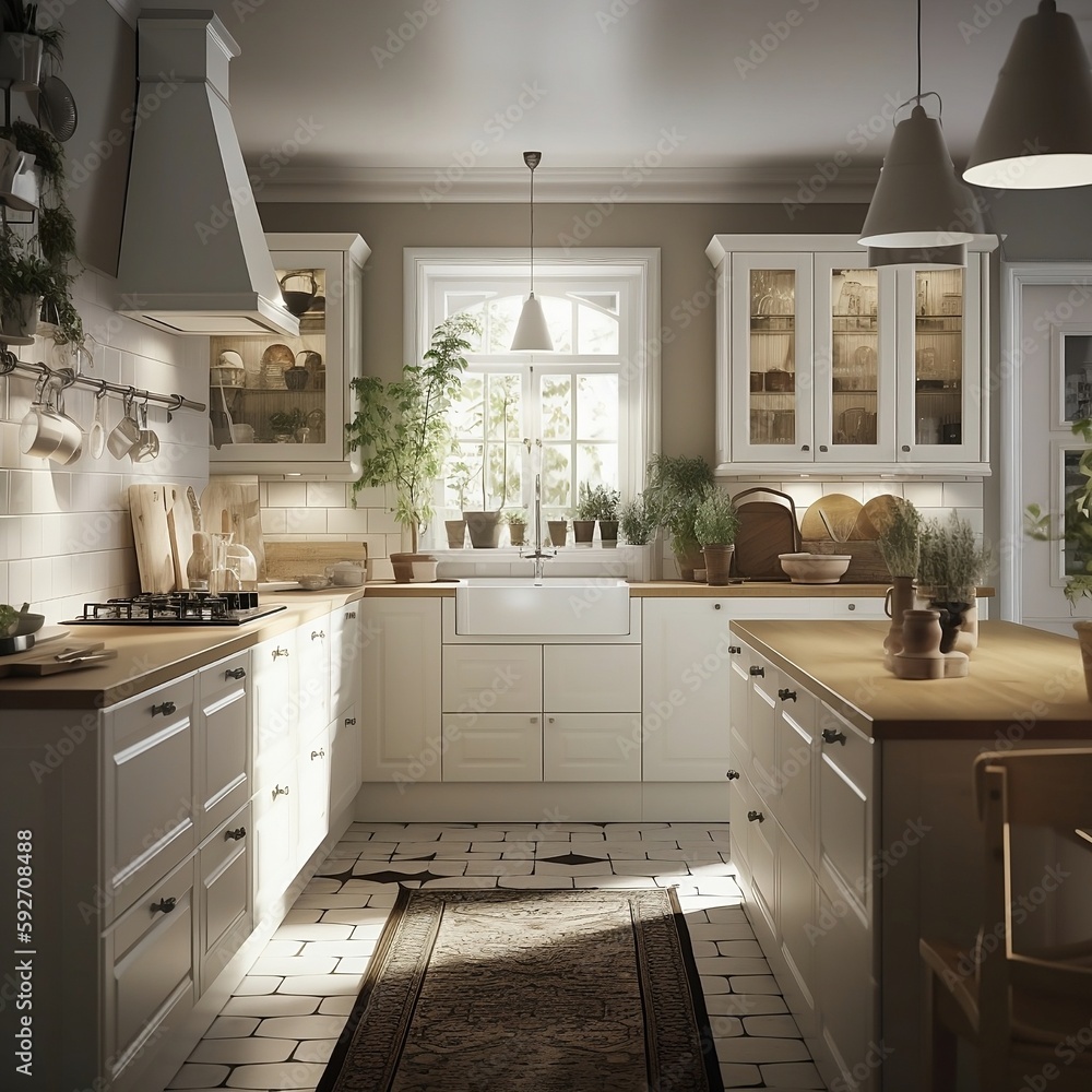 Fototapeta premium Modern kitchen interior, 4K