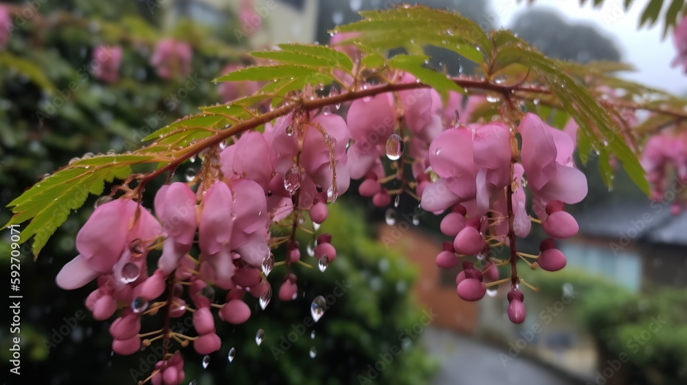 pink Sophora affinis Eve's Necklace japonica trees in japan kyoto