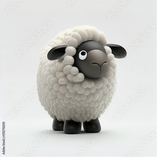 animal 3d cartoon character, sheep cartoon character. AI generated