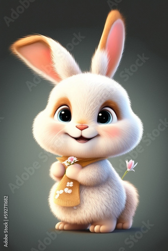 a close up of cartoon bunny rabbit with scarf around it. generative ai.