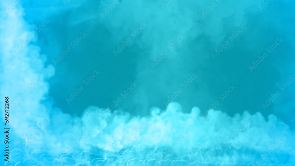 Blue clouds of heaven or smoke screen fame at left - bottom - abstract 3D rendering Blue clouds of heaven or smoke screen fame at left - bottom - abstract 3D rendering