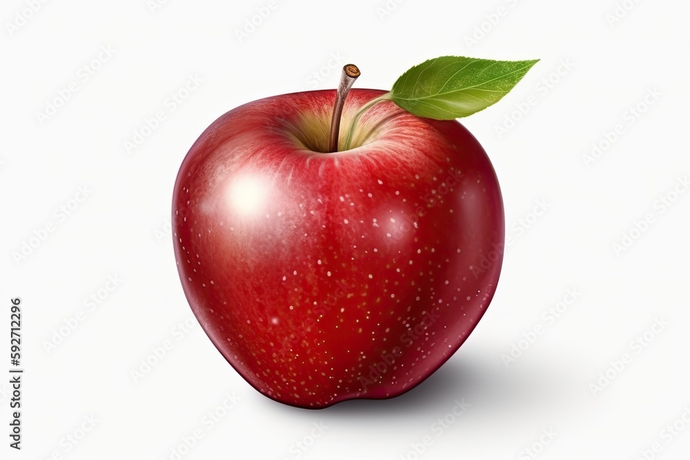 young, ripe red apple, isolated on white. Generative AI young, ripe red apple, isolated on white. Generative AI