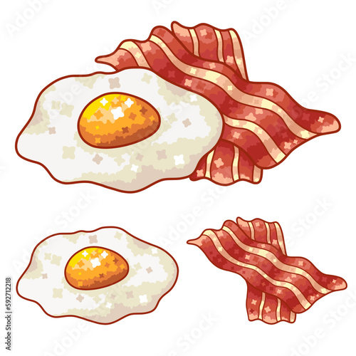 colorful fried eggs and bacon