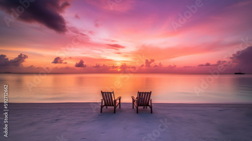 Two beach chairs on the bea...