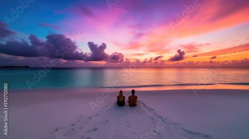 Couple walk along the prist...