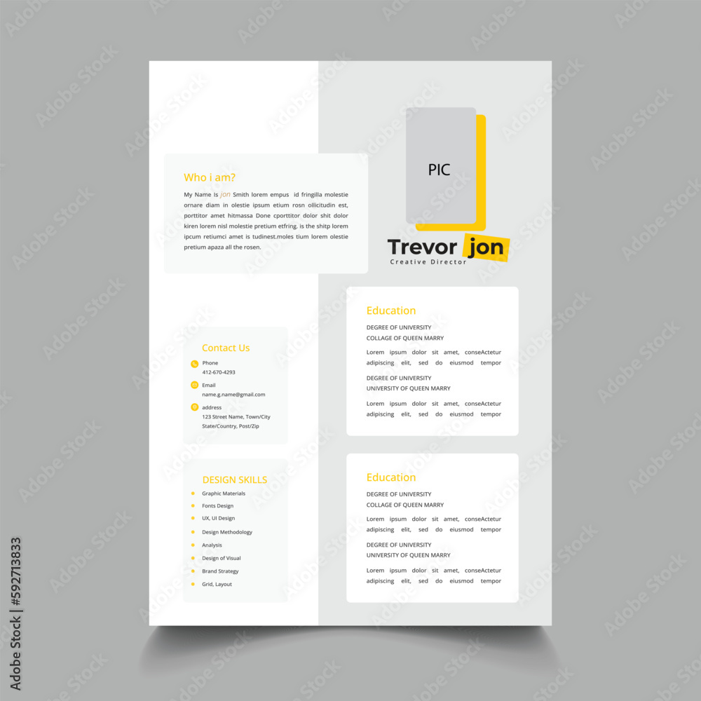 Fototapeta premium Professional Resume cv Layout template