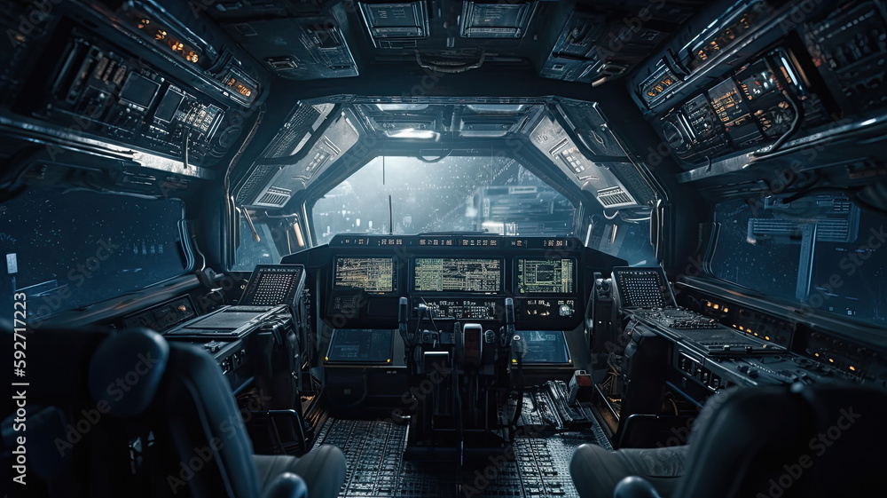 Fototapeta premium inside a spaceship created with Generative AI technology