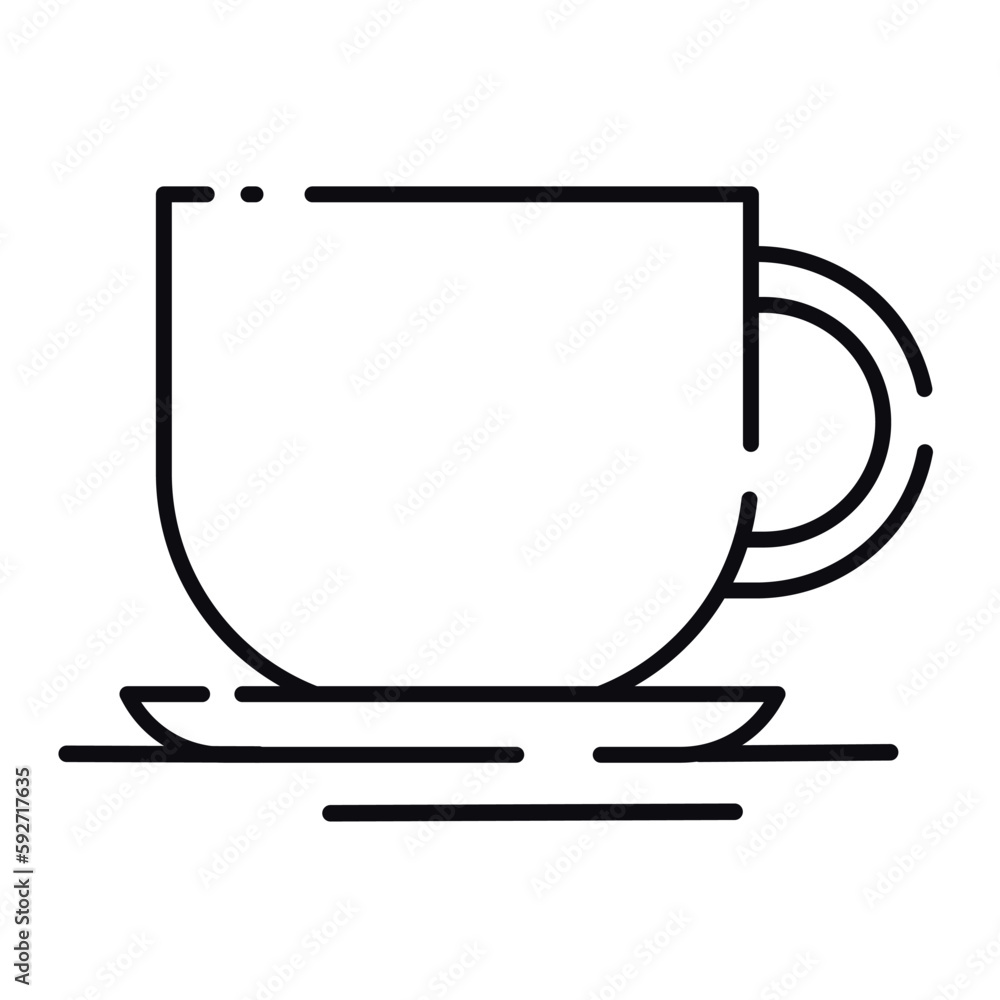 Isolated outline of coffee cup Office supply icon Vector Isolated outline of coffee cup Office supply icon Vector