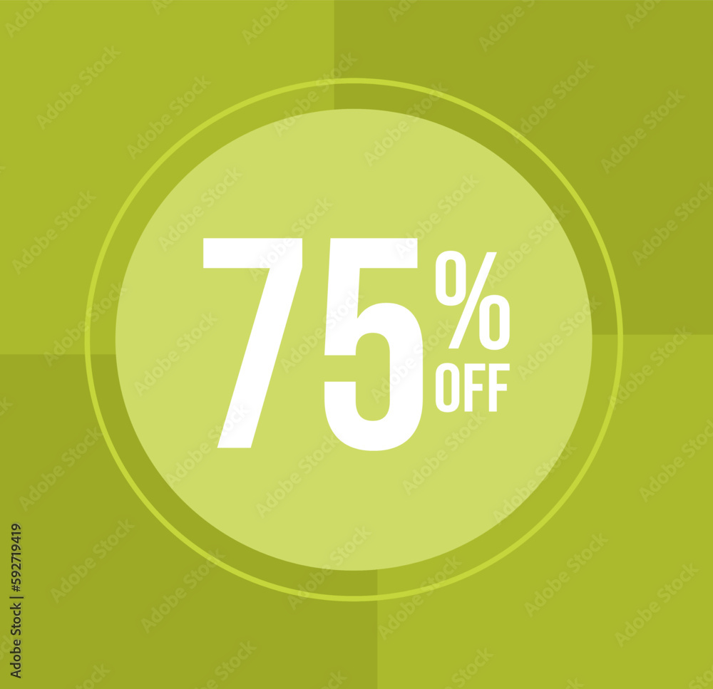 75 percent off Discount for big sales with balloon on green background 75 percent off Discount for big sales with balloon on green background