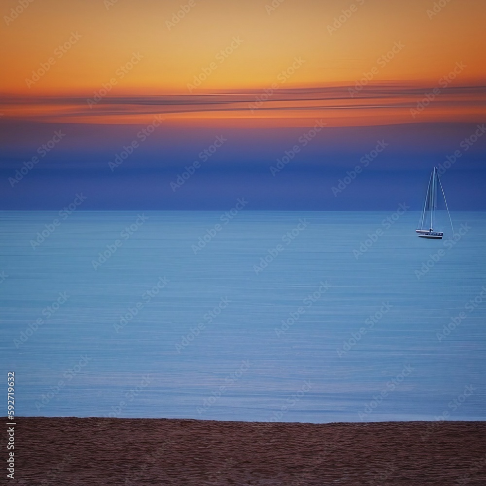 Fototapeta premium Sunset Over The Ocean - generative AI