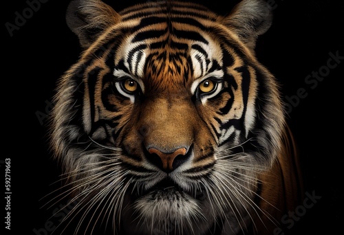 Tiger face illustration. AI generative.