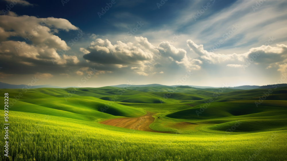 Beautiful landscape of the rolling hills, Generative AI