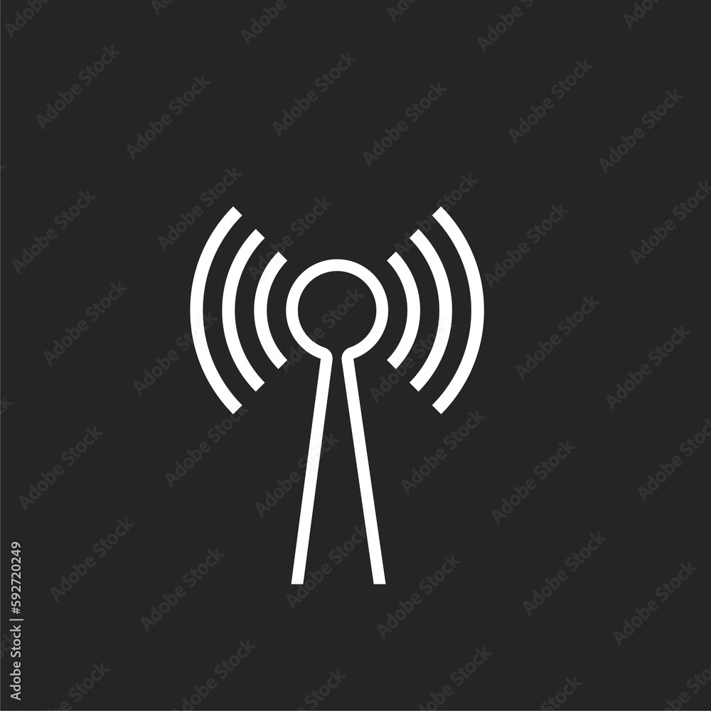 Radio antenna icon isolated on black background Radio antenna icon isolated on black background