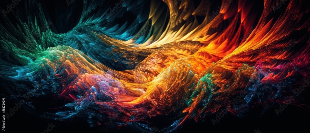 Fototapeta premium Bright, pulsating colors, dynamic shades. Generative AI