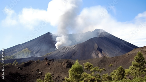 Beautiful landscape of the volcanic, Generative AI