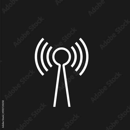 Radio antenna icon isolated on black background 