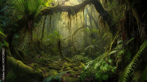 Beautiful landscape of the subtropical forest, Generative AI