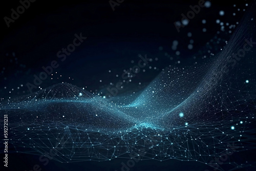 Digital Abstract Background with Colorful Glowing Lights and Black Design Concept Illustration