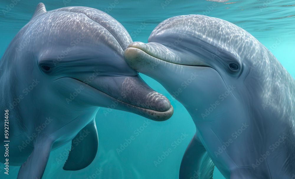 Fototapeta premium A pair of dolphins. Generative AI.
