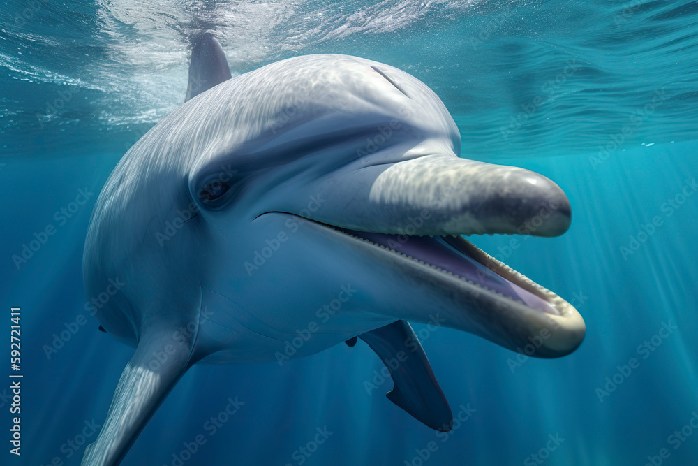 Fototapeta premium Dolphin close up. Generative AI.