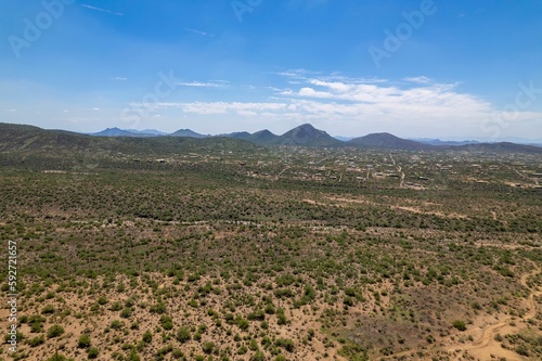 Aerial view of the ruins of ancient Tonto Hillforts in Tonto National Forest, Arizona